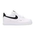 Nike Air Force 1 Low '07 Essential White Black Gold Mini Swoosh (Women's)